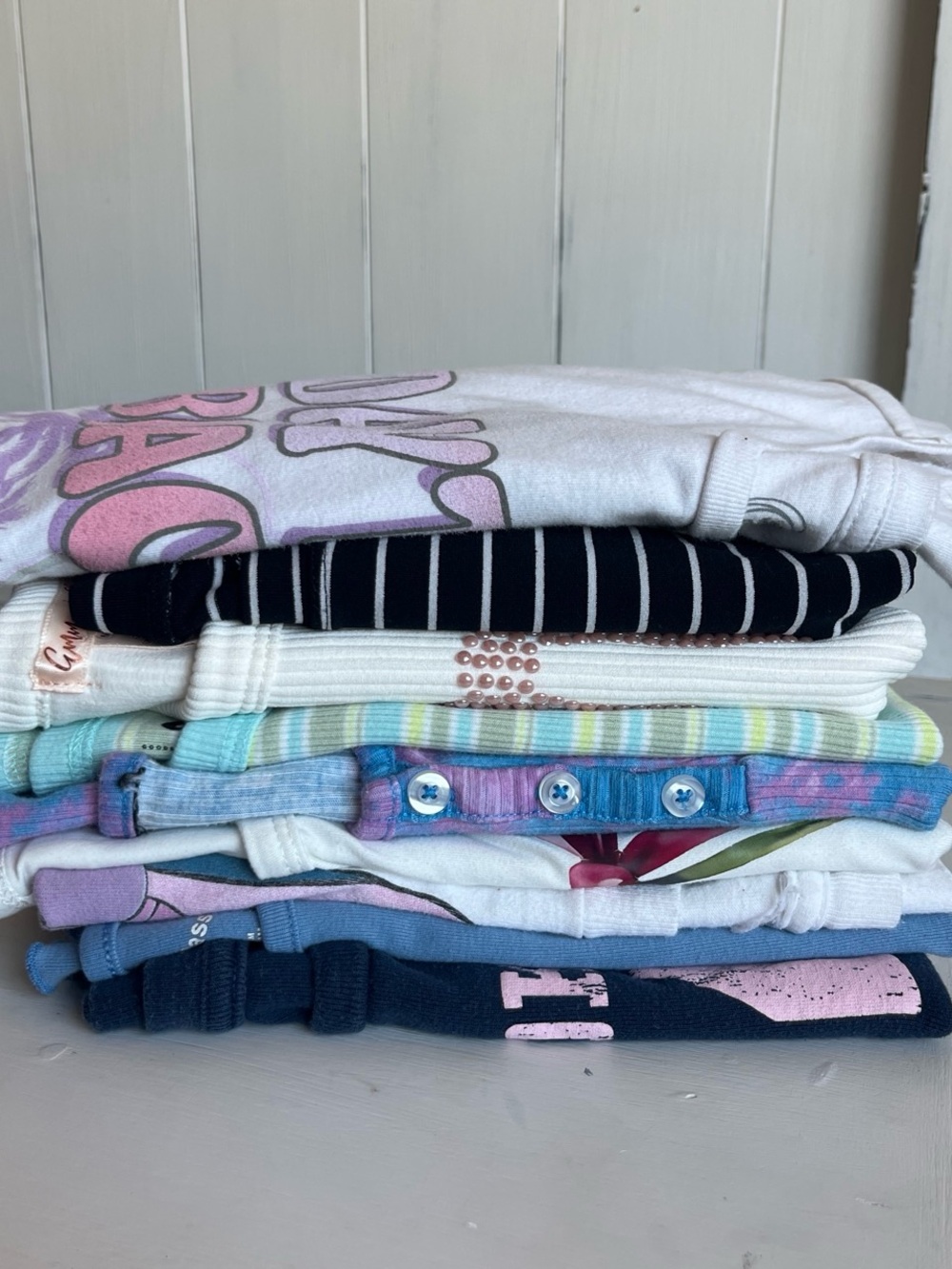Target Girls' Short Sleeve Tee Pack in White, Navy, Pastel Blue & Pink
